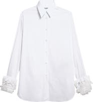 Jil Sander Layered Cuff Cotton Muslin Button-Up Shirt