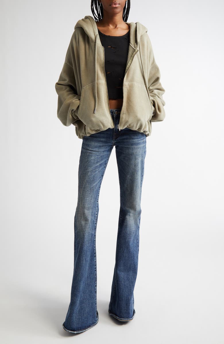 R13 Overflow Boyfriend Flare Jeans, Alternate, color, Mire Blue Stretch