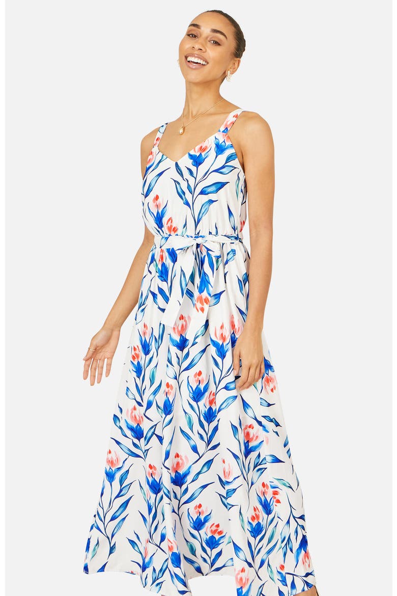 Floral Print Maxi Sun Dress, Alternate, color, White