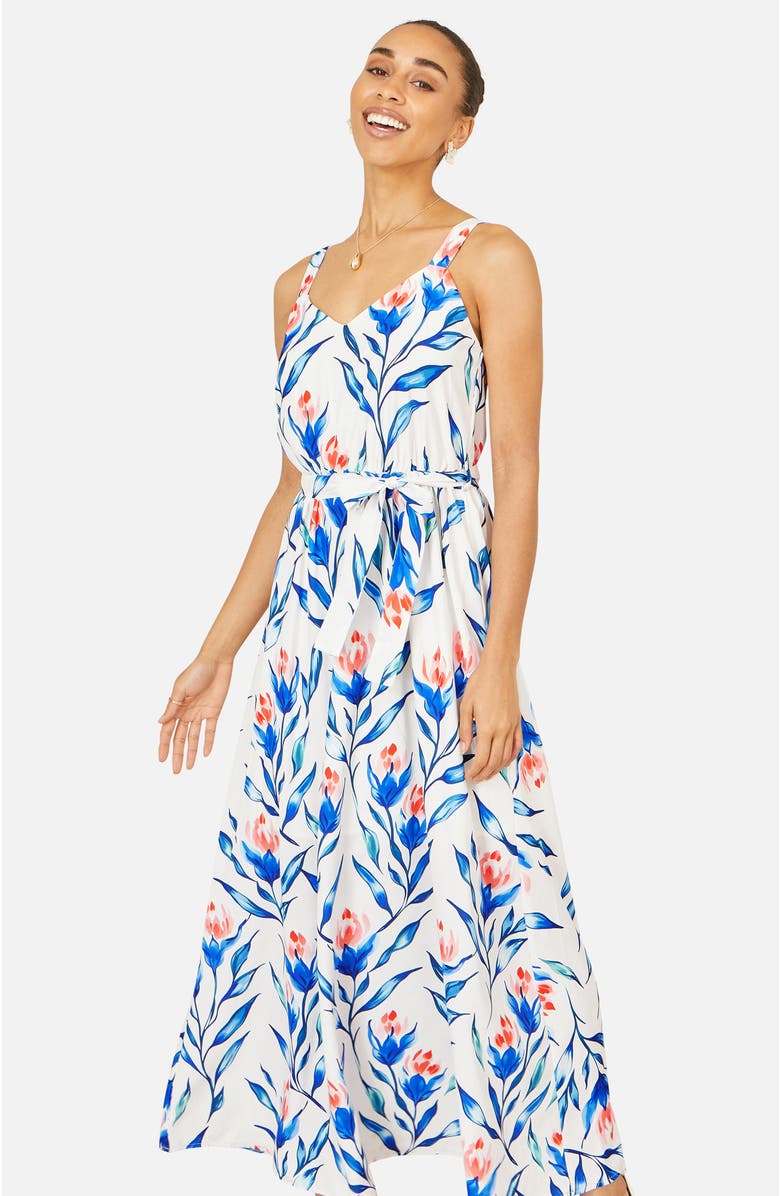 Yumi Floral Print Maxi Sun Dress, Alternate, color, White