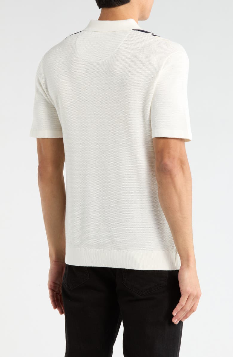 DENIM AND FLOWER Stripe Cotton Polo, Alternate, color, Off White