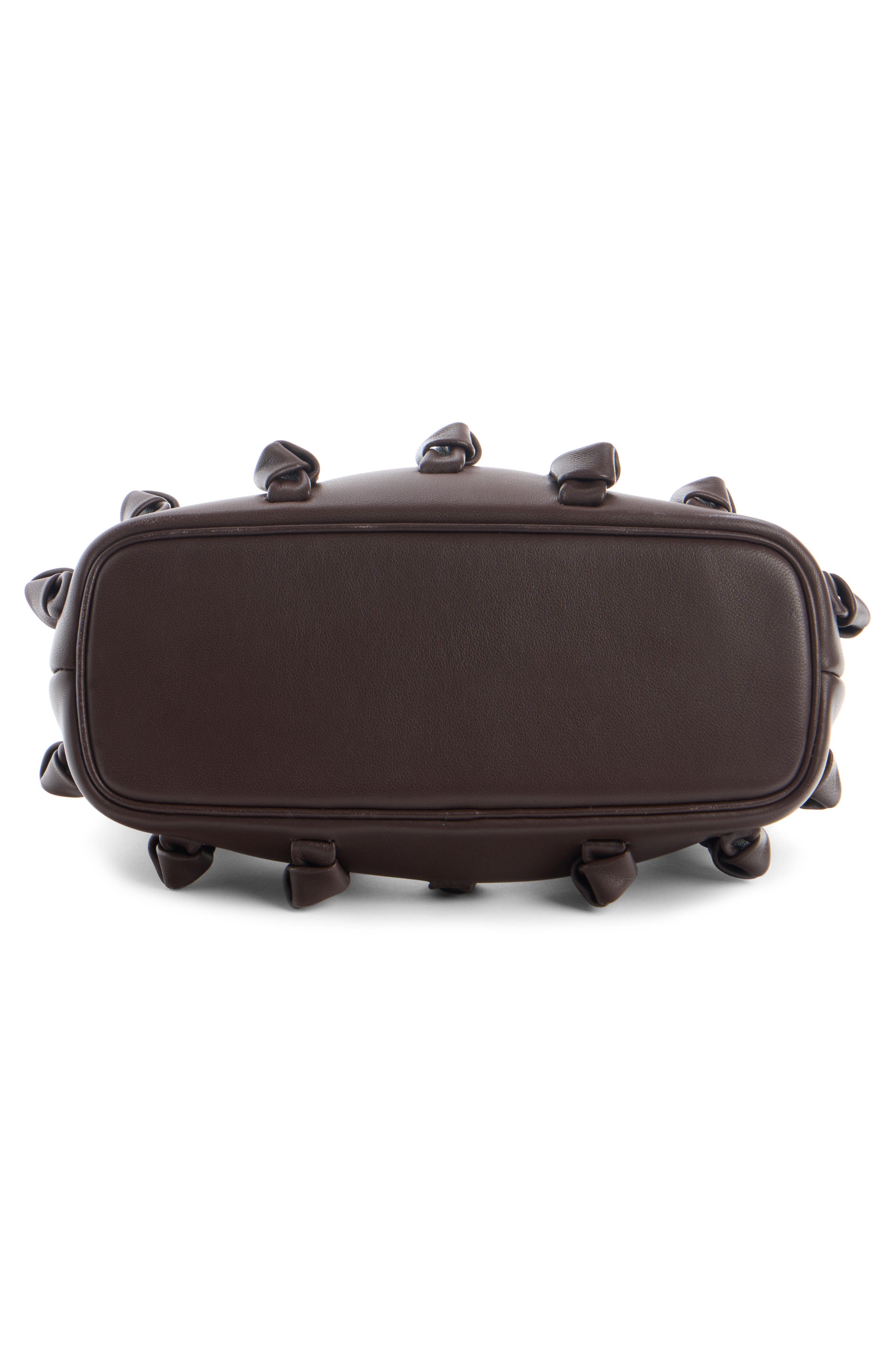 Jacquemus Le Petite Calino Knot Embellished Leather Top Handle Bag, Alternate, color, Midnight Brown 890