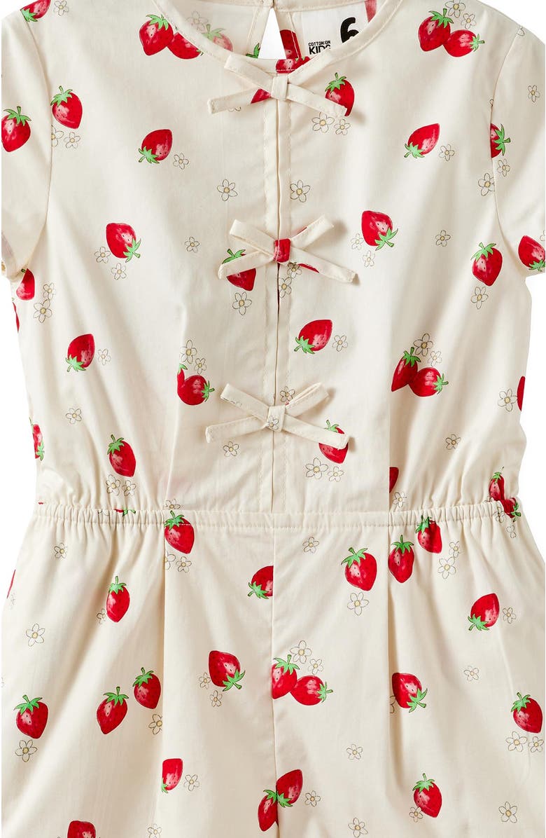 Cotton On Kids Kid's Woven Bow Playsuit, Alternate, color, Dark Vanilla Strawberry