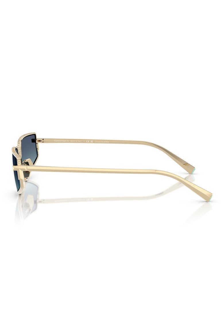 60mm Irregular Rectangular Sunglasses, Alternate, color, PALE GOLD PLATED / AZURE BLUE