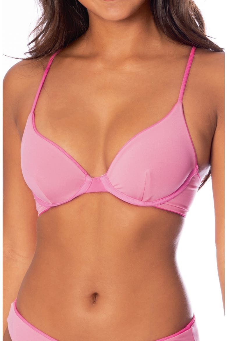 Dainty Radiant Pink Reversible Underwire Bikini Top, Alternate, color, PINK