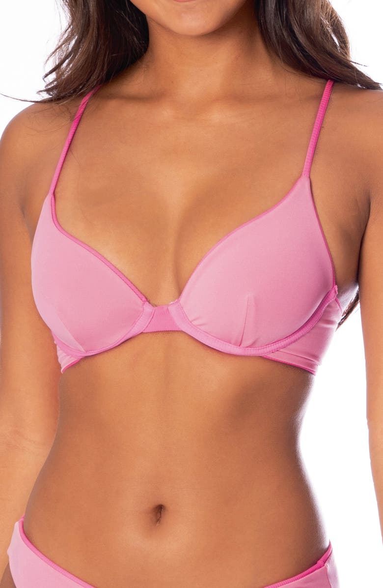 Maaji Dainty Radiant Pink Reversible Underwire Bikini Top, Alternate, color, 