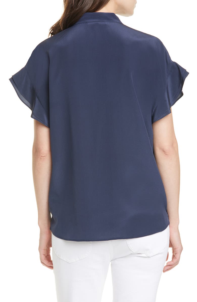 FRAME Flounce Sleeve Silk Blouse, Alternate, color, 
