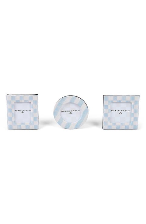 Sky Silk Dupioni Set of 3 Picture Frames