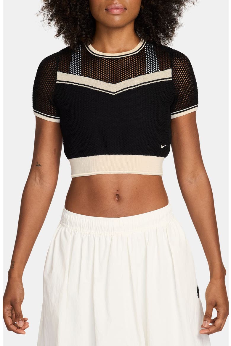 Sportswear Chill Crop Top, Main, color, BLACK/ CHALK/ CHALK
