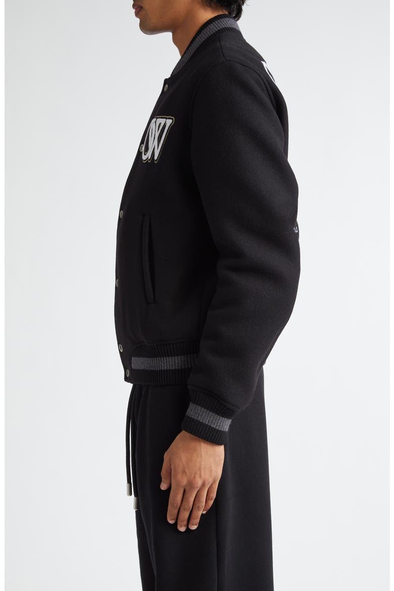 Varsity Wool Blend Bomber Jacket, Alternate, color, BLACK WHITE