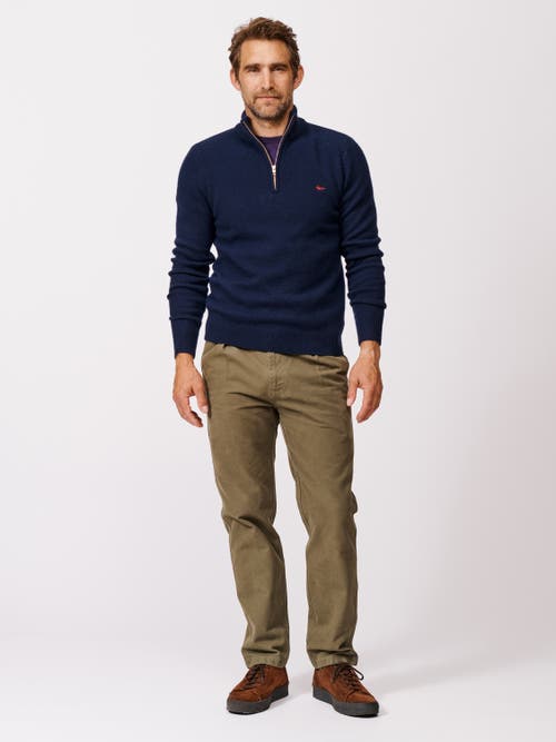 Aubin Pepper Lambswool Zip Neck Sweater In Blue