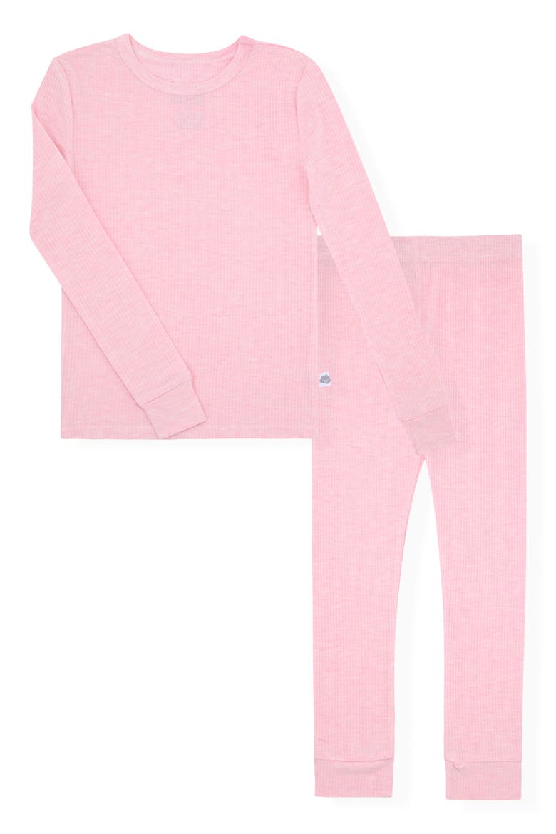Kids' Rib Fitted Two-Piece Pajama Set, Main, color, PINK