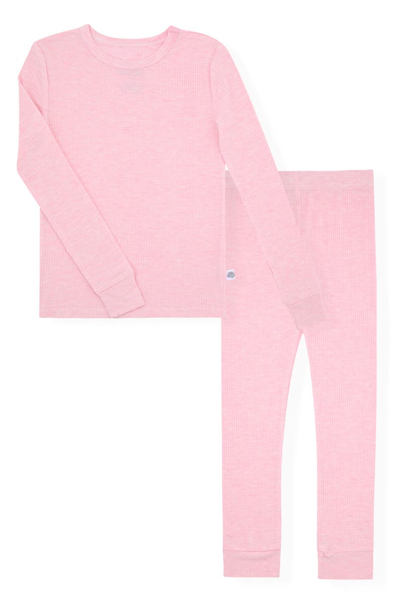 SLEEP ON IT Kids' Rib Fitted Two-Piece Pajama Set, Main, color, Pink