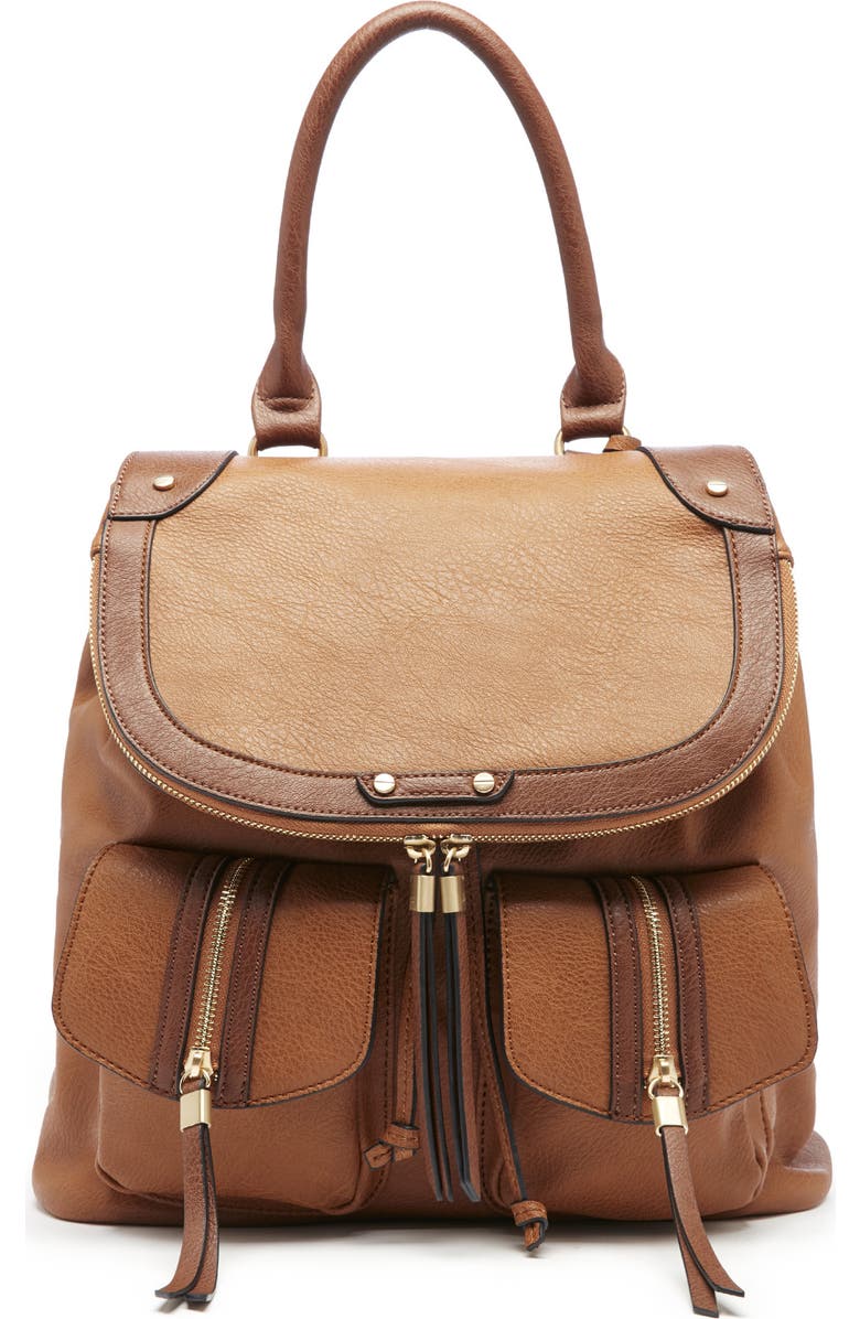 Sole Society Happy Faux Leather Backpack, Main, color,
