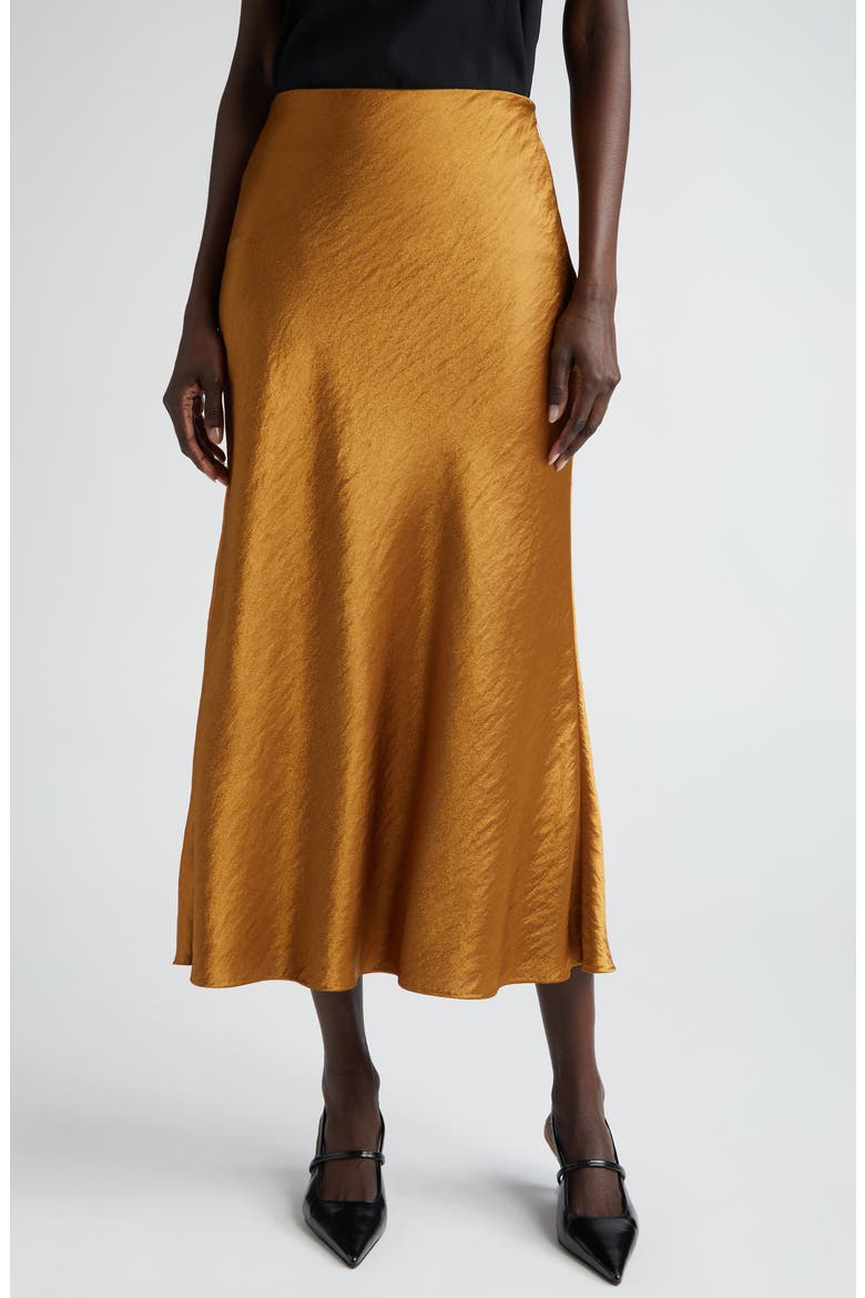 Hammered Satin Skirt, Main, color, BURNISHED GOLD