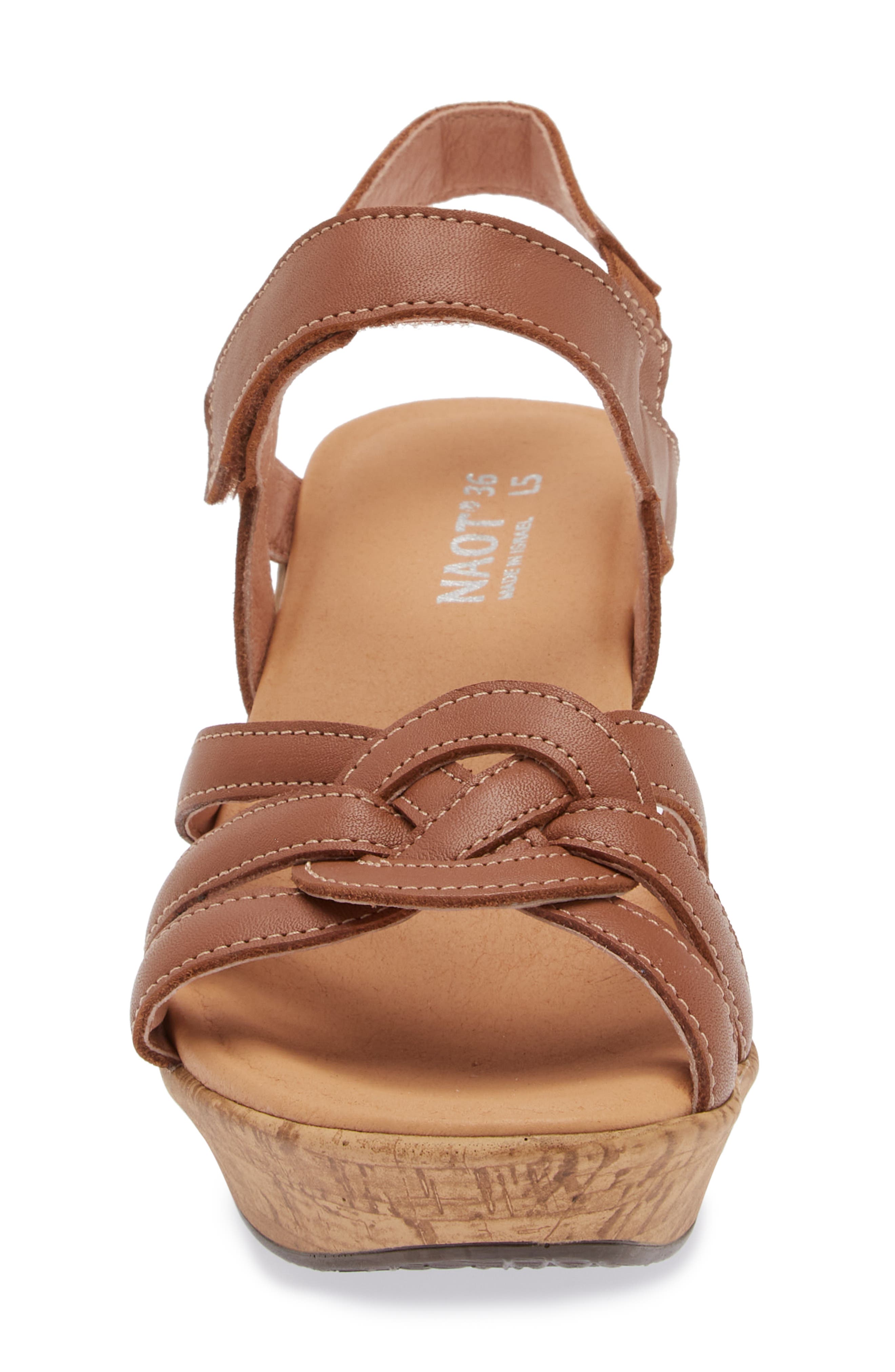 Tropical Platform Wedge Sandal, Alternate, color, CARAMEL LEATHER