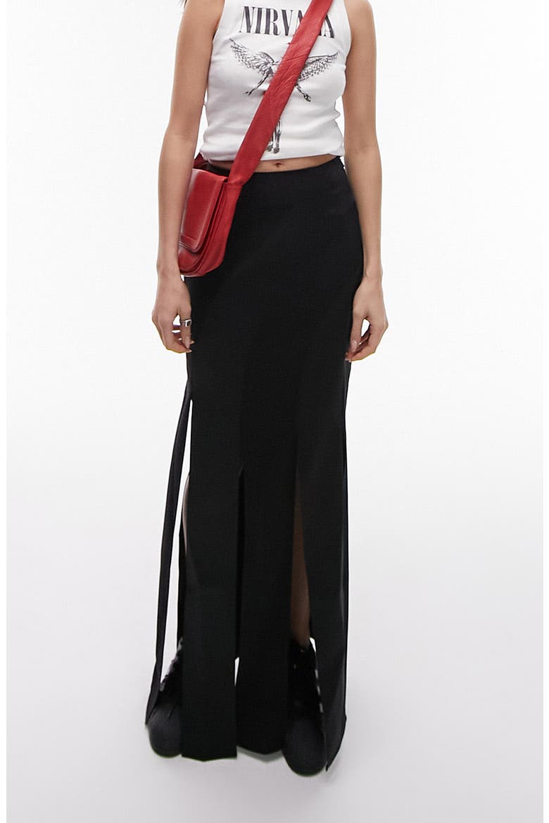 Mix Media Splice Skirt, Main, color, BLACK