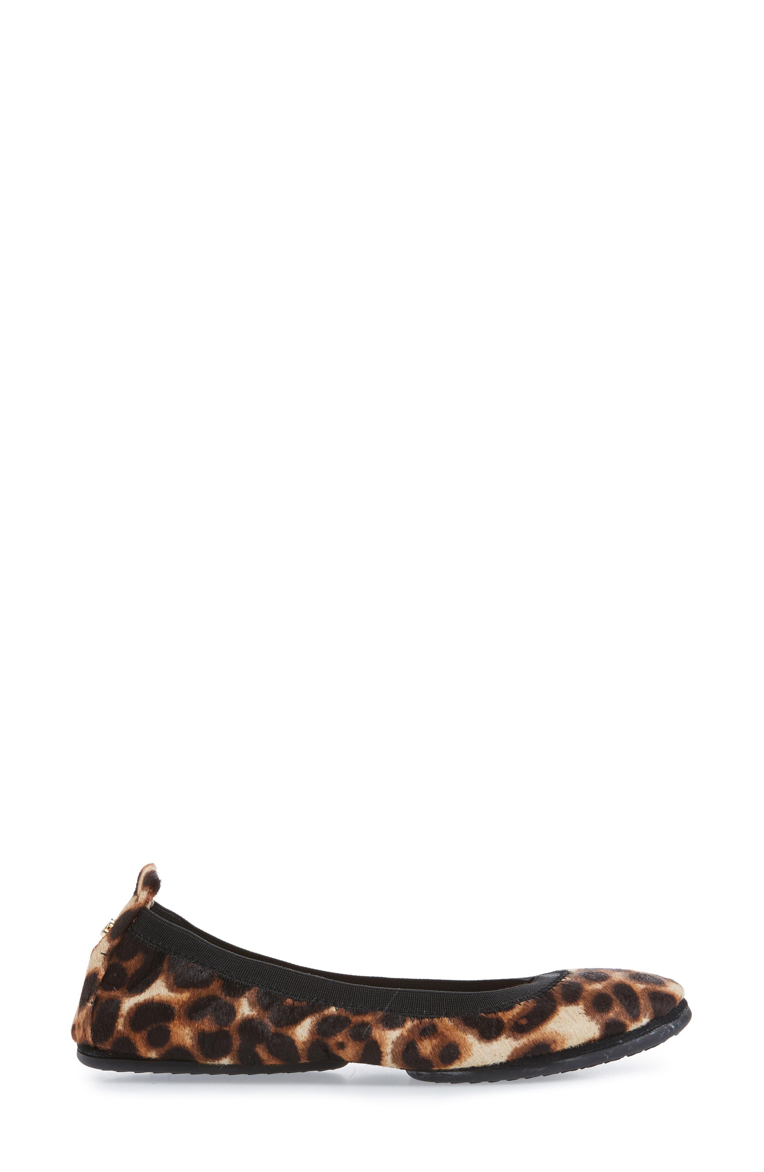Samara Foldable Ballet Flat, Alternate, color, NATURAL LEOPARD CALF HAIR