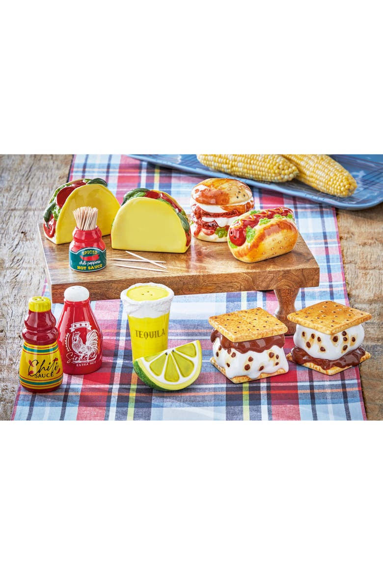 Hot Sauce Collectible Ceramic Salt and Pepper Shakers Set, Alternate, color, Red