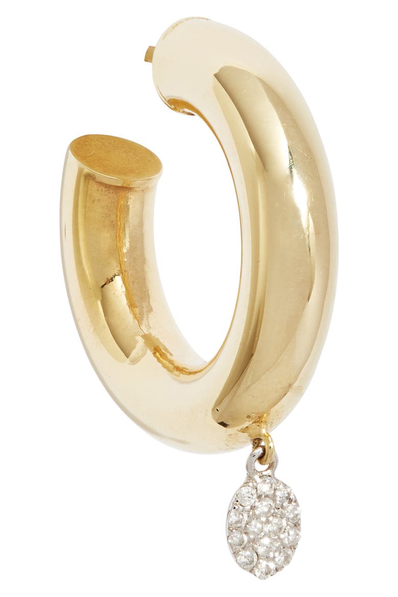 Diamond Disc Hoop Drop Earrings, Alternate, color, YELLOW