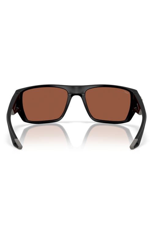 Costa Del Mar Finlet 59mm Polarized Rectangular Sunglasses In Matte Black/copper 580p