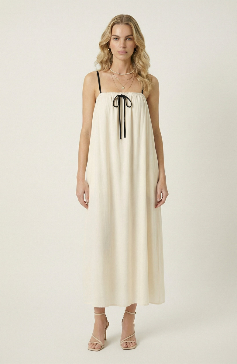 Modenaire Strapless Tie Front Maxi Dress, Main, color, Ivory