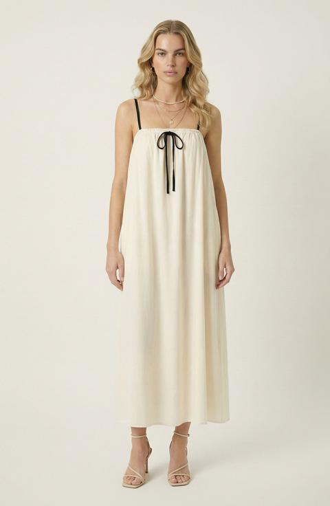 Strapless Tie Front Maxi Dress