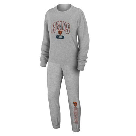 Women's WEAR by Erin Andrews Heather Gray Chicago Bears Knit Long Sleeve Tri-Blend T-Shirt & Pants Sleep Set