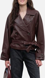 Blu Pepper Faux Leather Trench Jacket