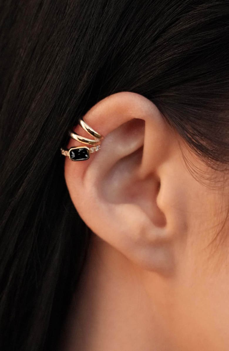 Ettika Single Cluster Ear Cuff, Alternate, color, Black