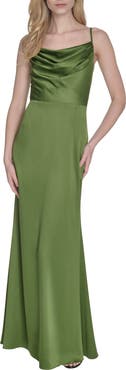 Vince Camuto Satin Cowl Neck Gown