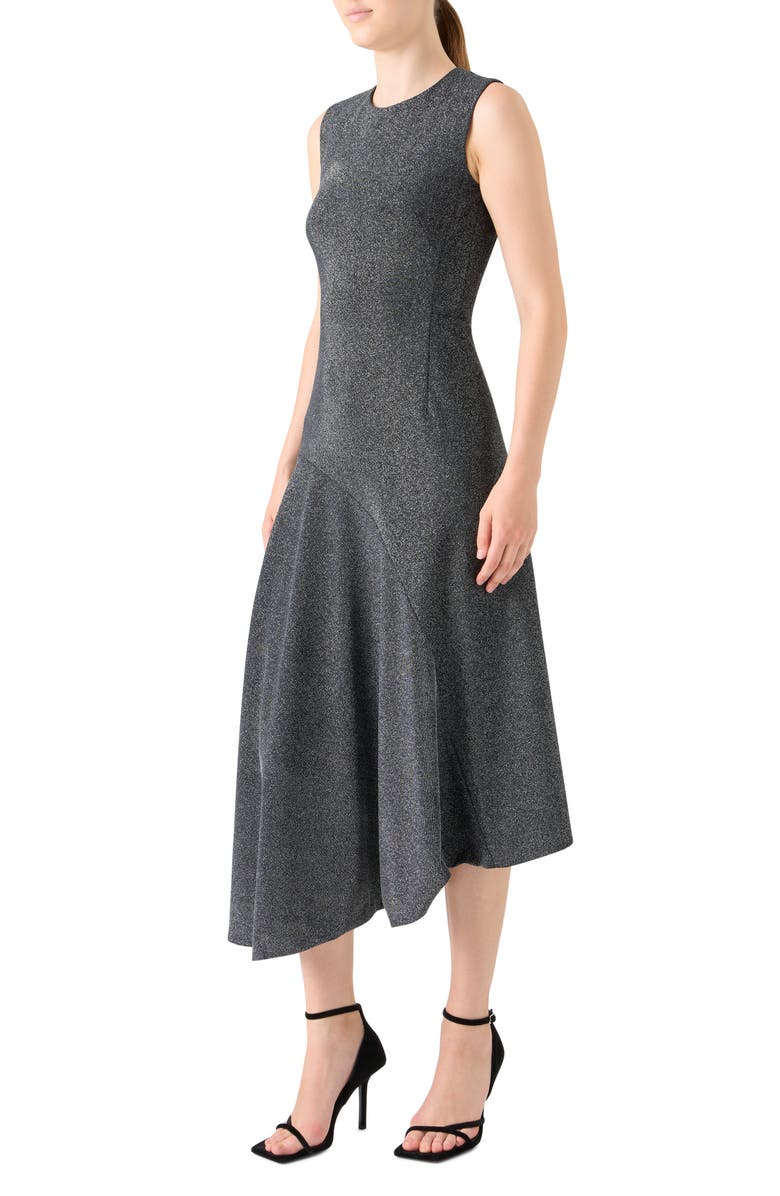 Akris punto Asymmetric Metallic Knit Dress, Alternate, color, Brushed Steel