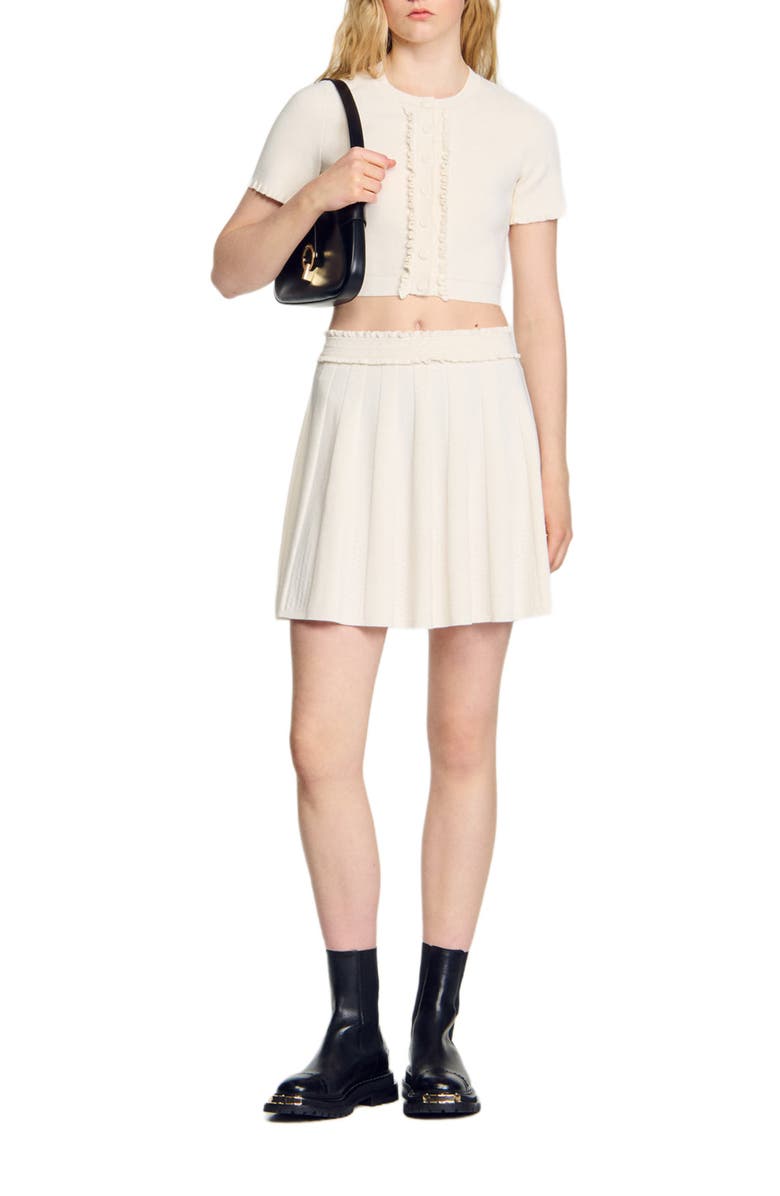 SANDRO Pointelle knit skirt, Alternate, color, 