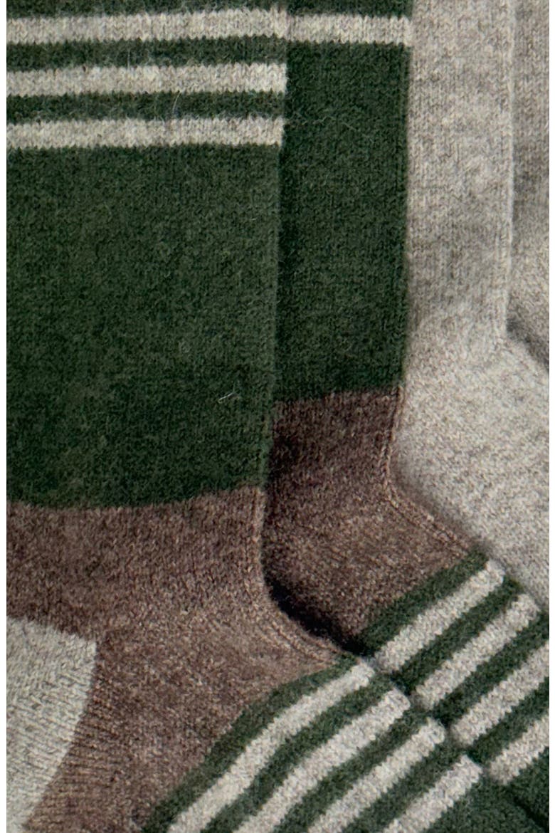 2-Pack Stripe Wool & Yak Blend Crew Socks, Alternate, color, KELP/PORTOBELLO HEATHER MUL1