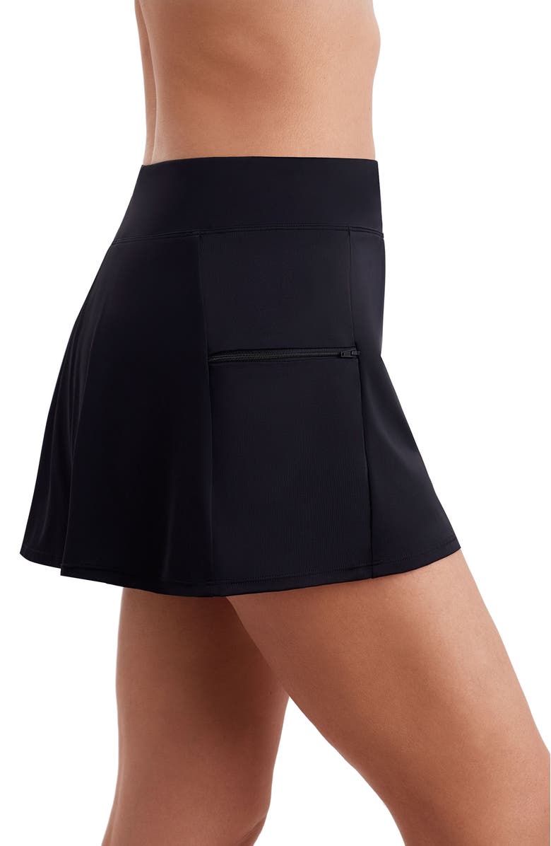 ShapeSolver Side Zipper Pocket Swim Skort, Alternate, color, Black