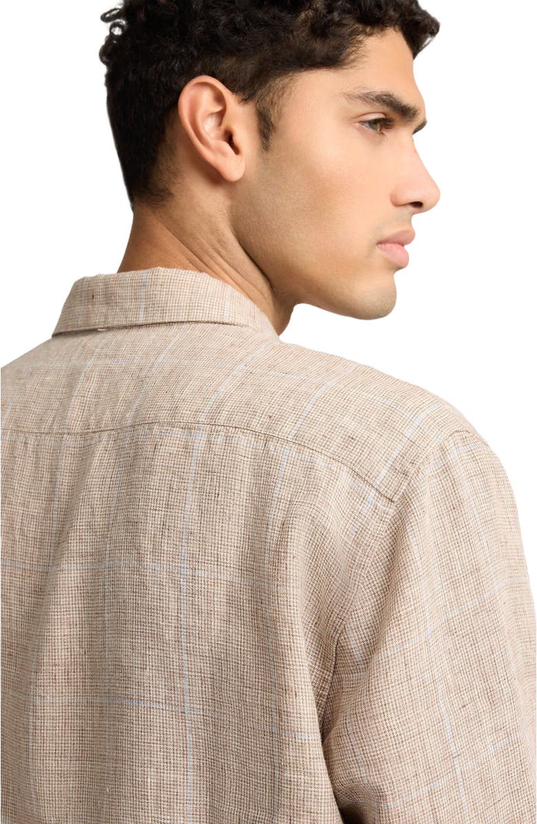 Onia Linen Long Sleeve Shirt, Alternate, color, Brown Multi
