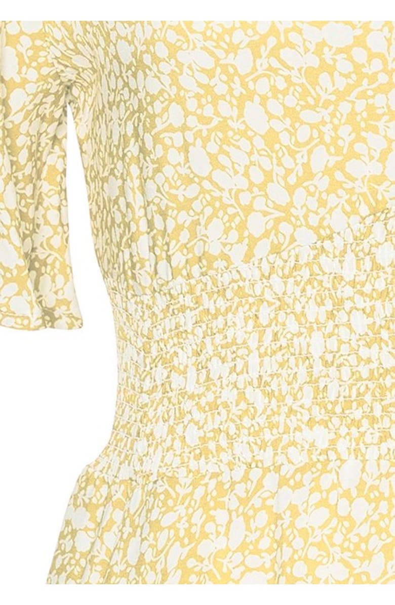 LASCANA Women's Floral Flutter Sleeve Dress, Alternate, color, Yellow