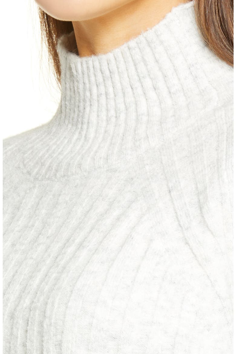 Rib Crop Turtleneck Sweater, Alternate, color, GREY MARL
