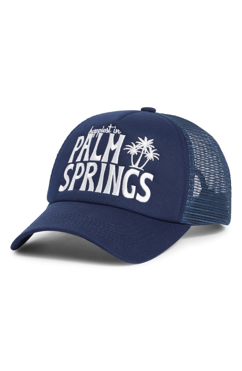WORN/WEST Palm Springs Trucker Hat, Main, color, Navy