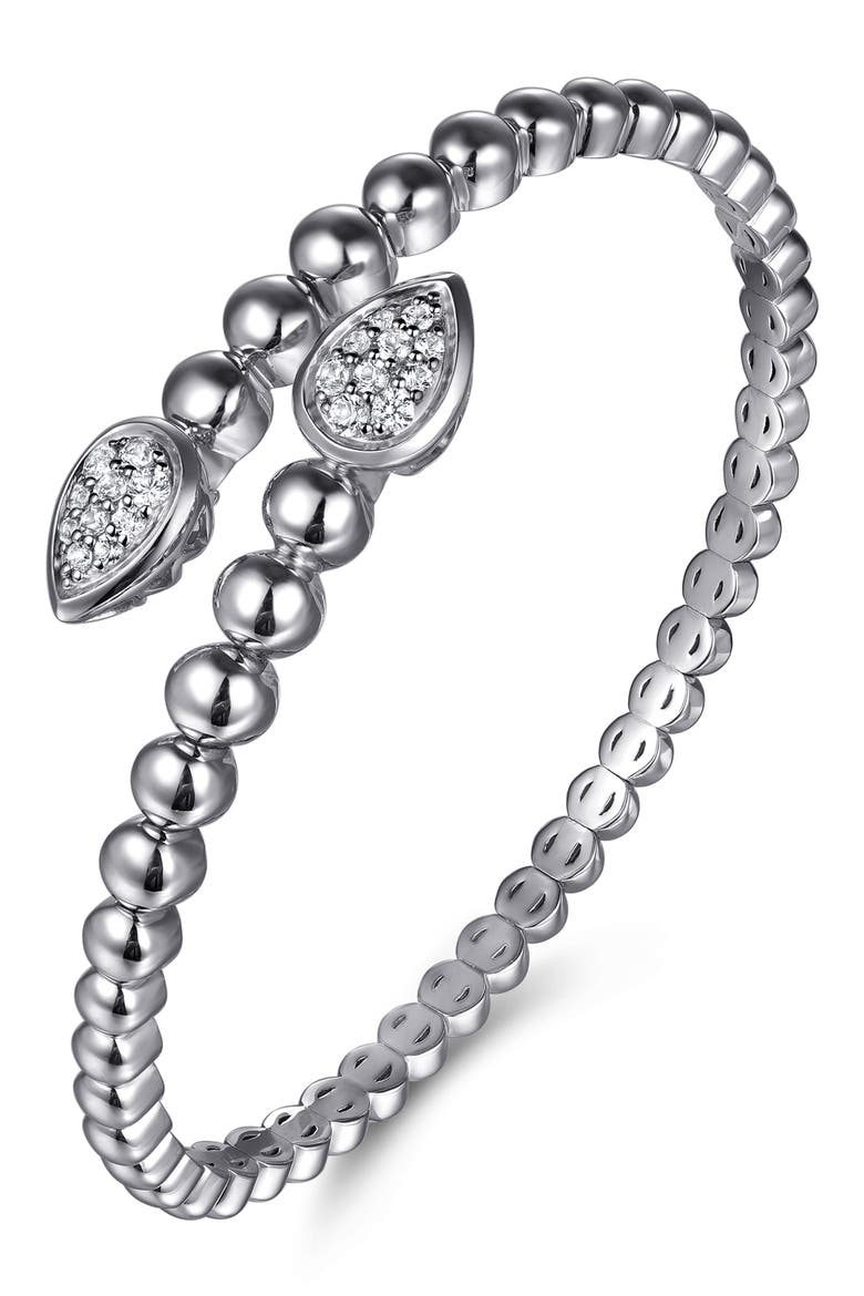 Bujukan Sterling Silver White Sapphire Bypass Cuff Bracelet, Alternate, color, STERLING SILVER