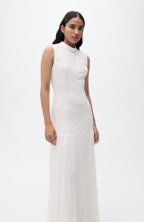 Mango Lace Godet Sleeveless Gown In White