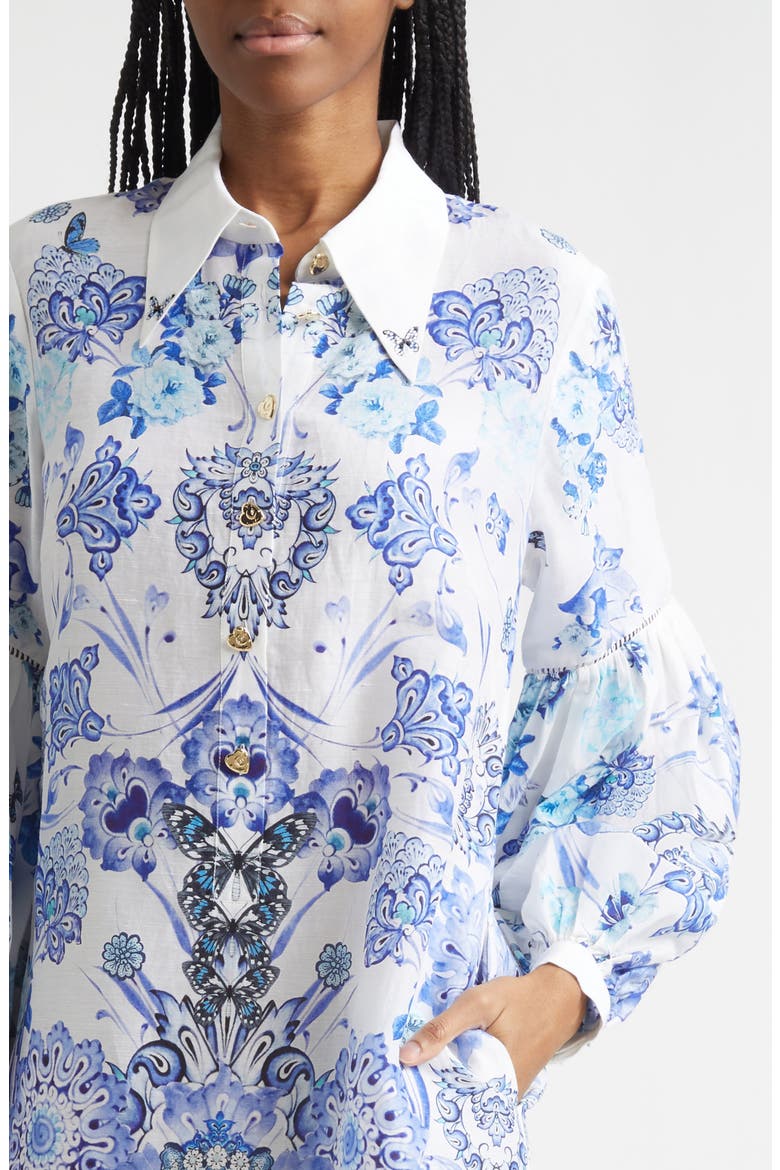 All About That Lace Long Sleeve Linen & Silk Shirtdress, Alternate, color, ALL ABOUT THAT LACE