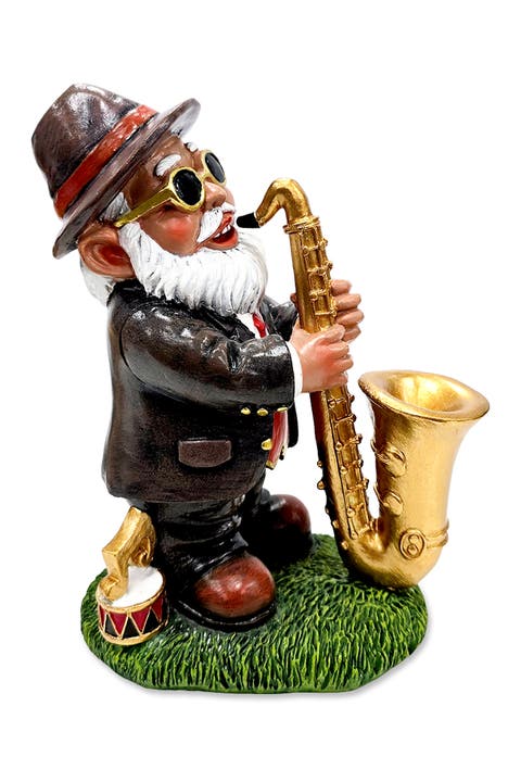 Jazzy Saxophone Gnome Garden Figurine
