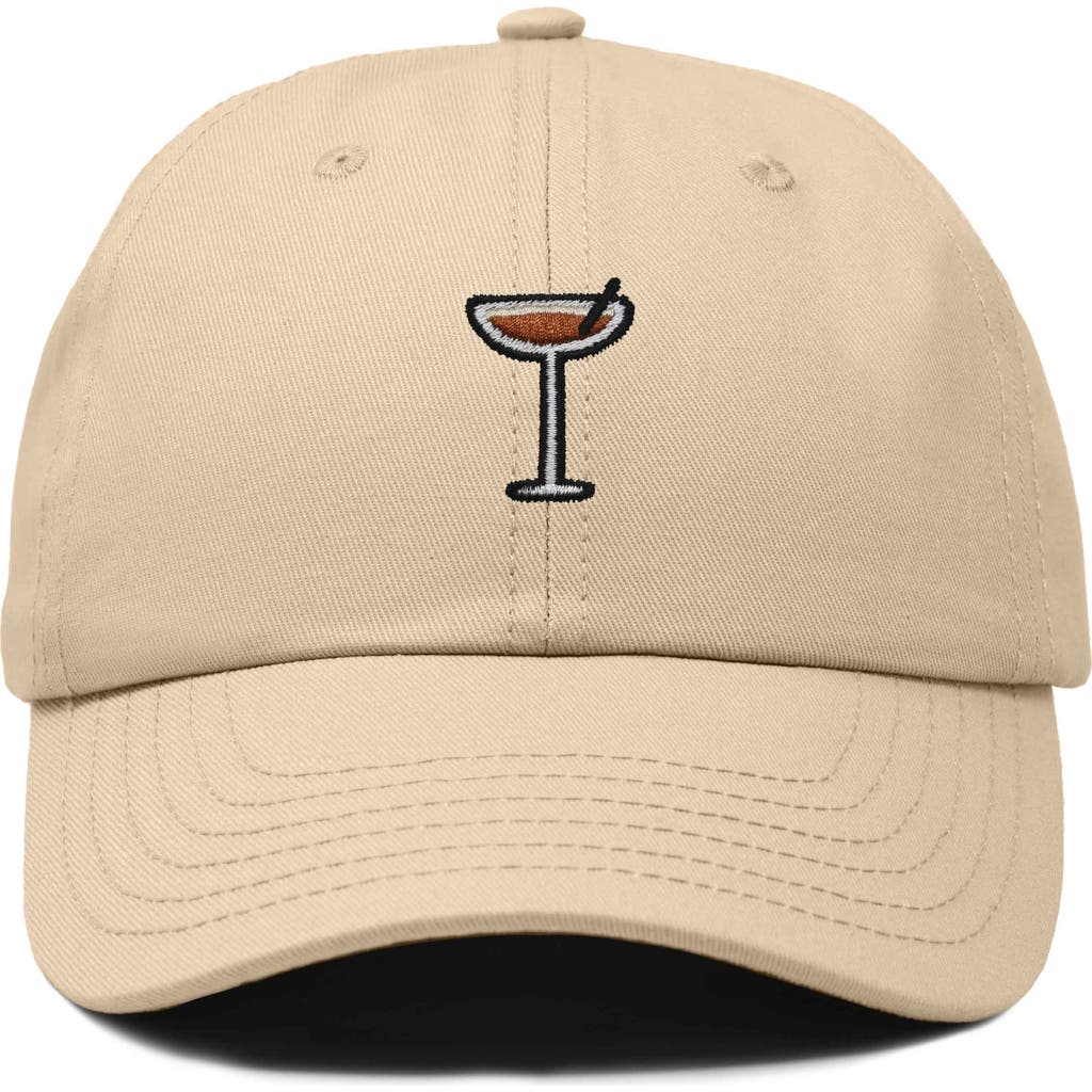 Dalix Espresso Martini Embroidered Hat In Khaki