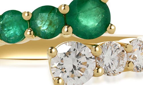 Valani Atelier Diamond & Emerald Bypass Band Ring In 14k Yellow Gold