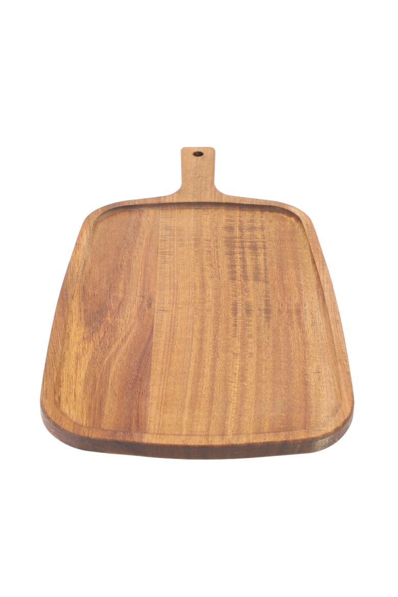 14 Inch Acacia Wood Rectangle Serving Board with Handle, Alternate, color, Acacia