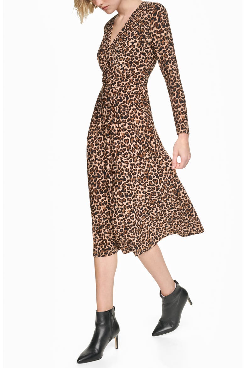 Long Sleeve Midi Dress, Alternate, color, TRUFFLE MULTI