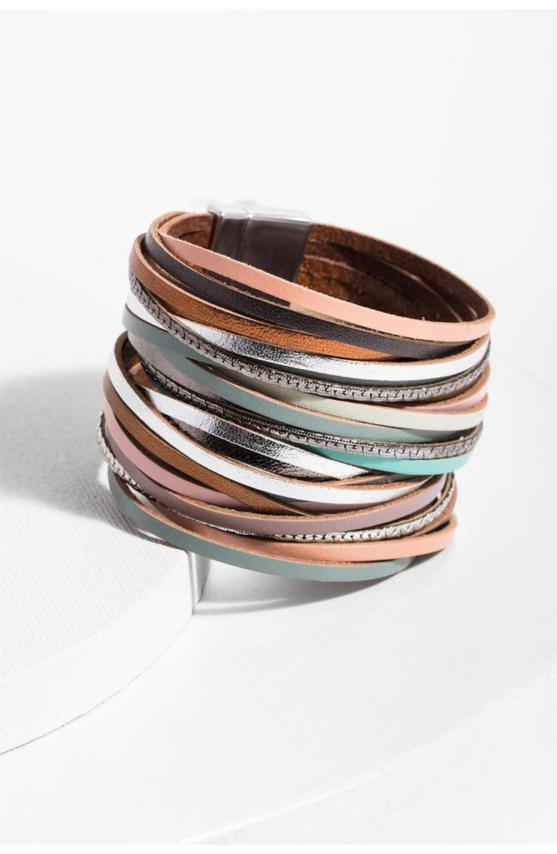 SAACHI On The Line Leather Bracelet, Alternate, color, 