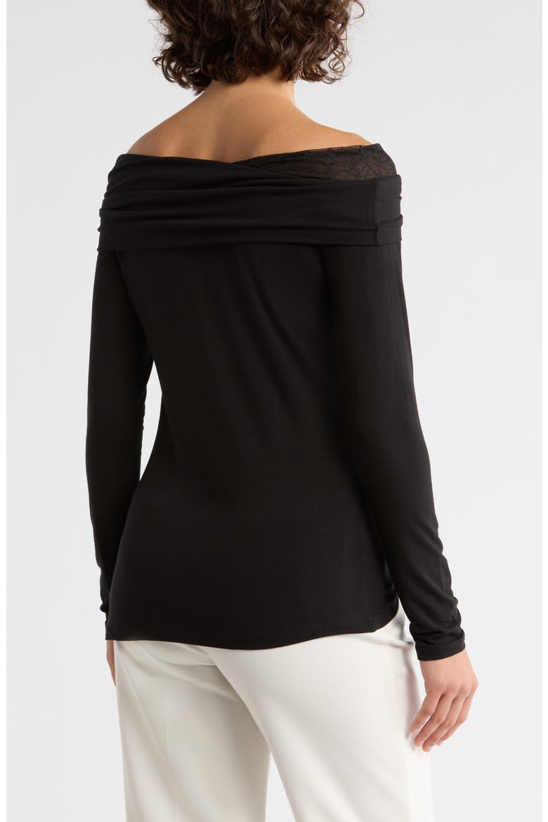 Off the Shoulder Mesh Top, Alternate, color, BLACK