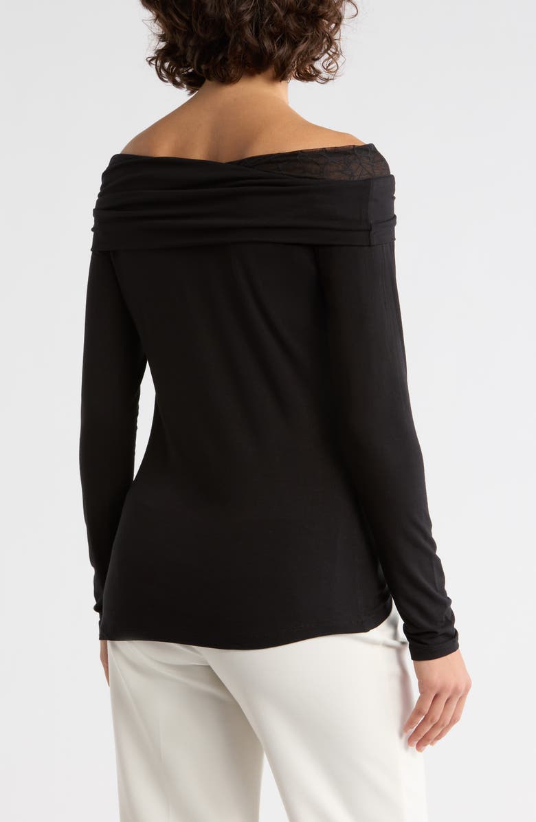 PATRIZIA LUCA Off the Shoulder Mesh Top, Alternate, color, Black